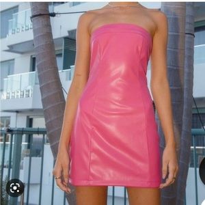 Peppermayo Pink Faux Leather Strapless Mini NWOT 2 Dress